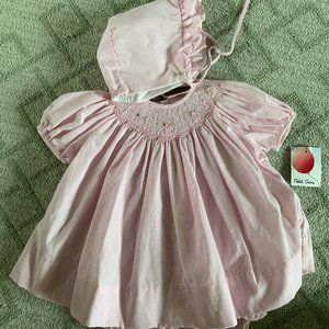 Newborn Pink Gingham Dress Set with Smocking